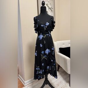 Floral Black and Blue Women's Dress